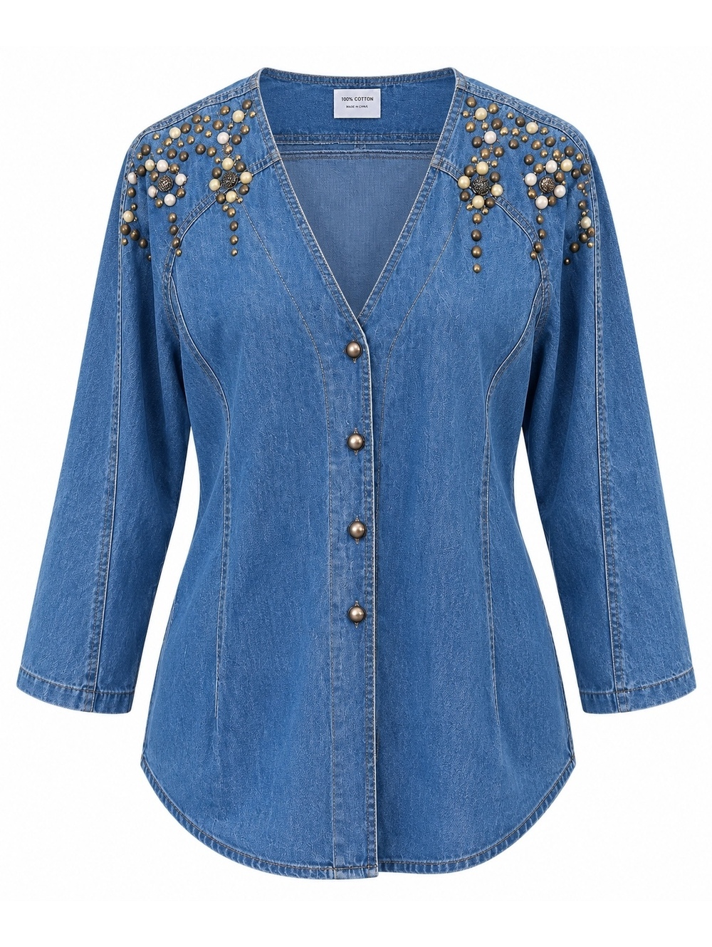Vintage Embellished Denim Shirt
